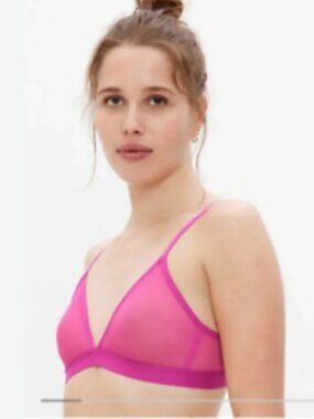Gap Pink Fuchsia Mesh Semi-Demi Bralette - Size M